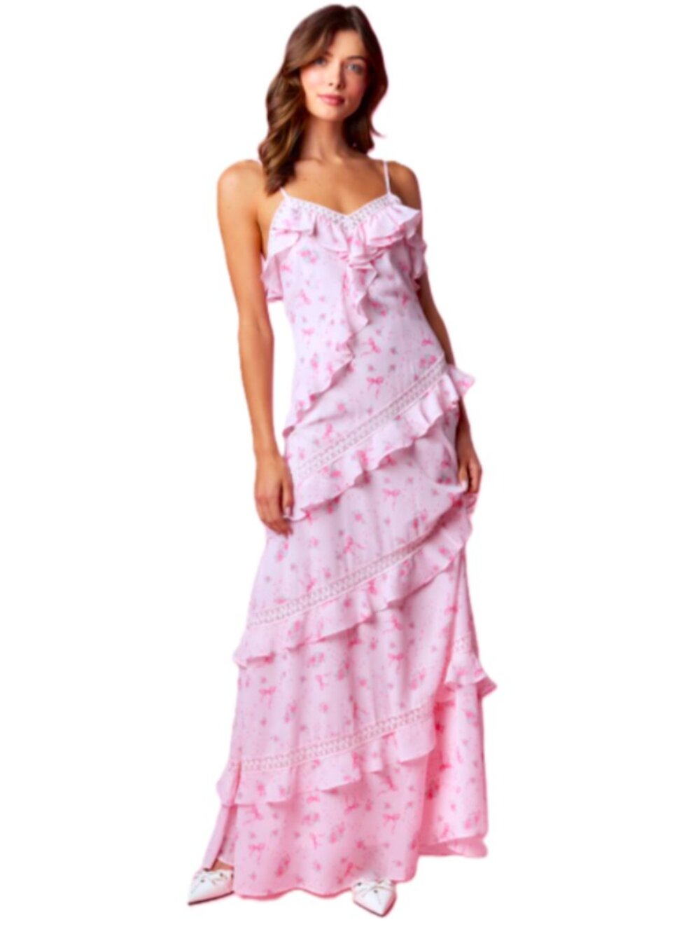 RARERAW Floral Print Ruffle Maxi Dress. Size M